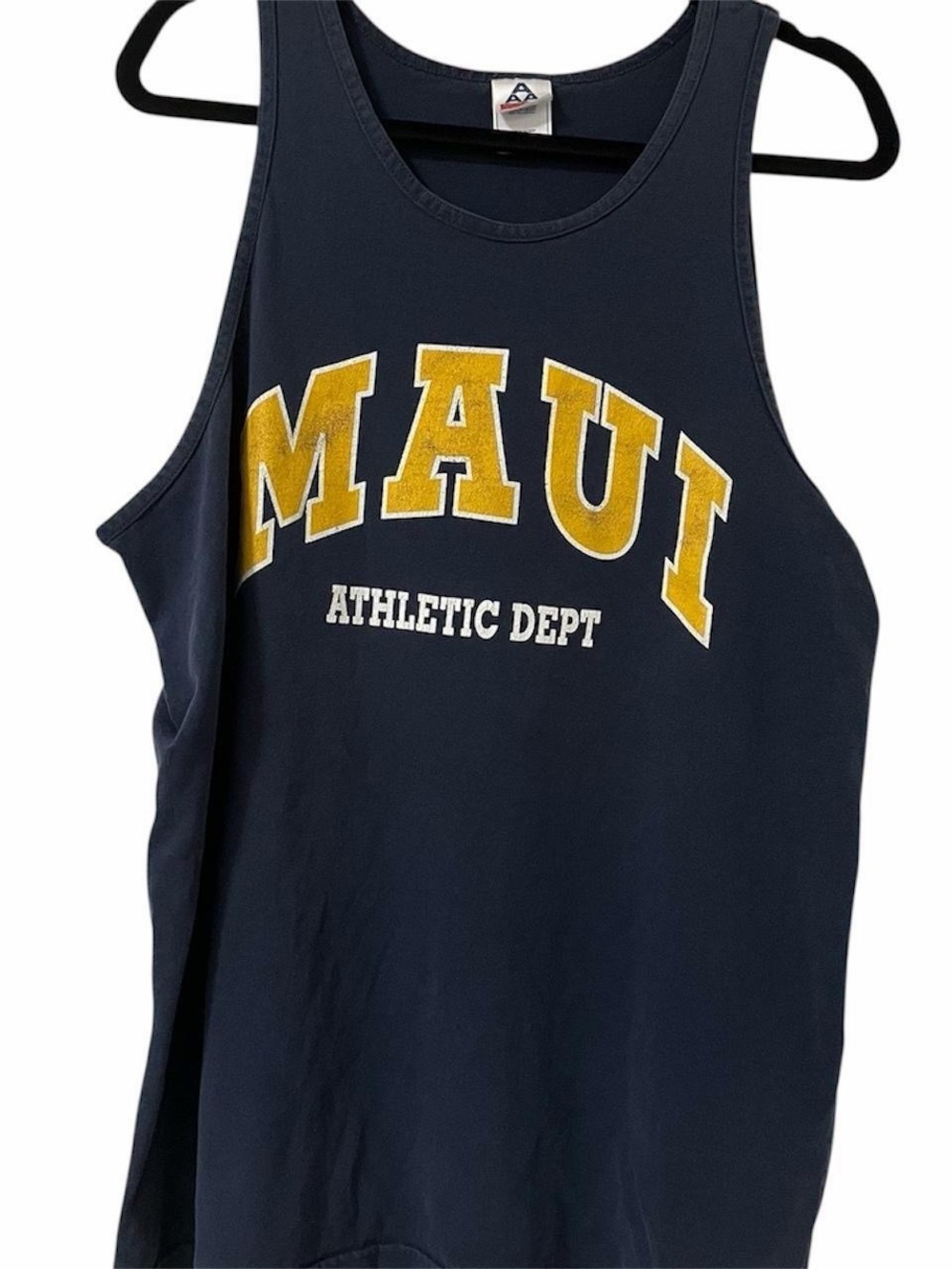 Vintage Maui Athletic Dept Men’s Navy Tank Top Size XL Pump Cover Gym Beach